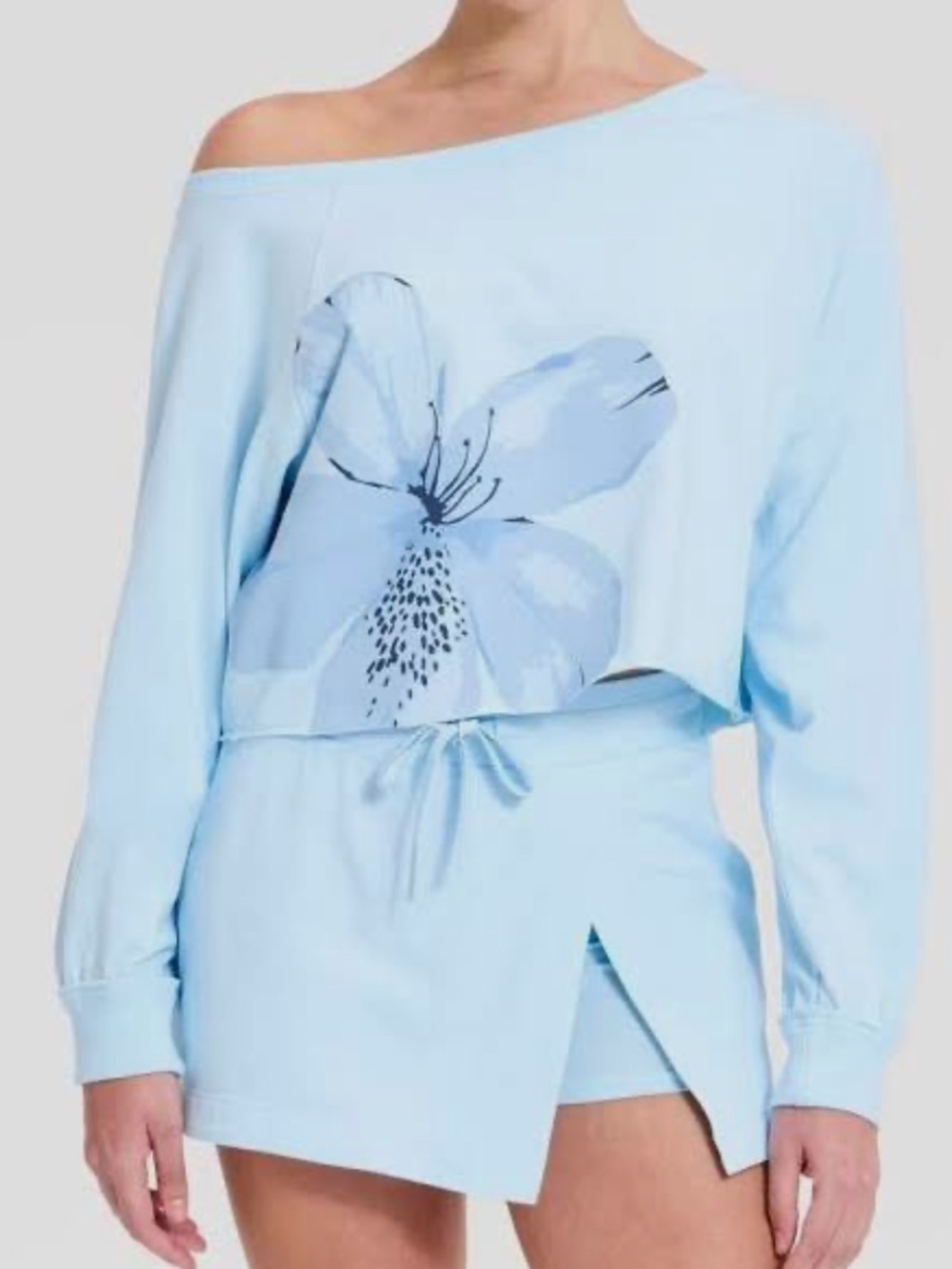 JoyLab Women’s Jersey Flower Print Cropped Boxy Long Sleeve Tee XL NWT